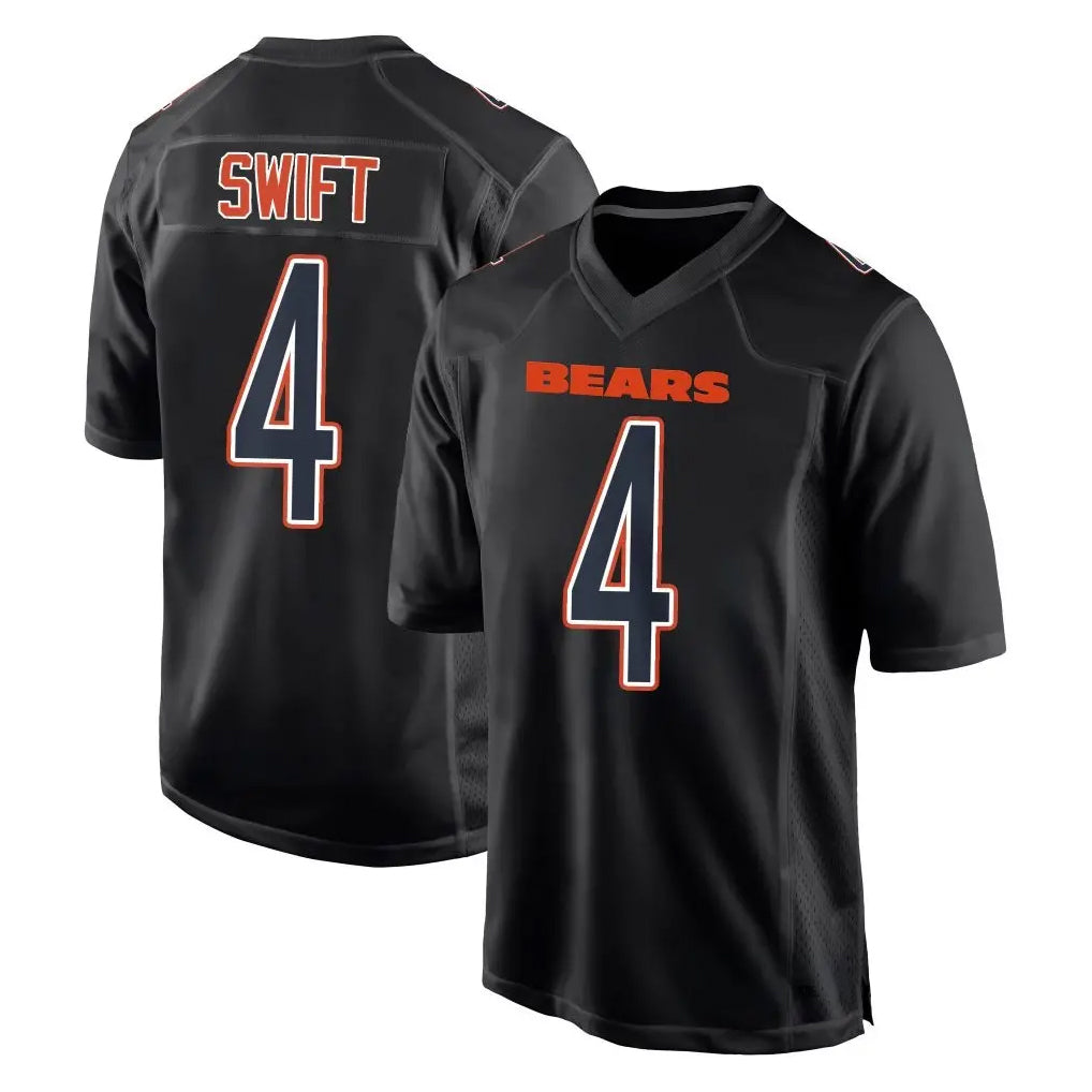 C.Bears #4 D'Andre Swift Player Carbon Black Fashion Game Edoa Stitched Jerseys