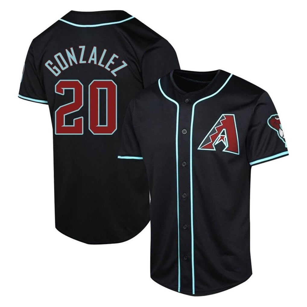 A.Diamondbacks #20 Luis Gonzalez Player Black Fashion Out Home Game Edoa Stitched Jerseys