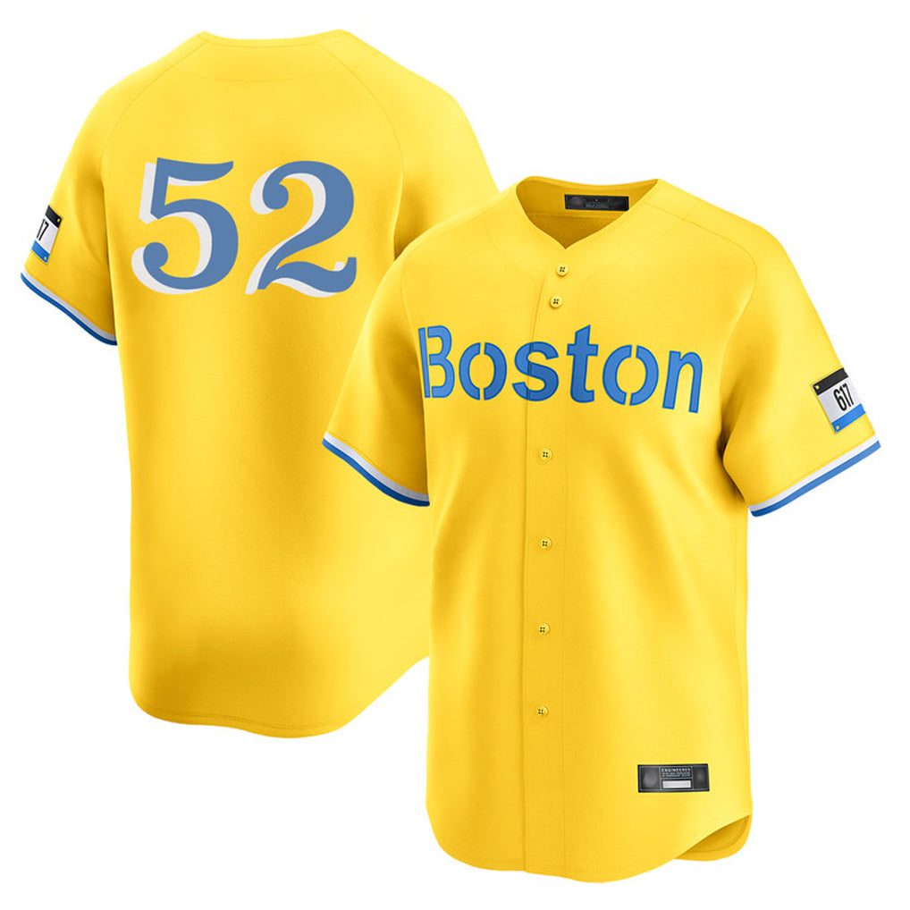 B.Red Sox #52 Wilyer Abreu Player Yellow Limited Home Game Edoa Stitched Jerseys