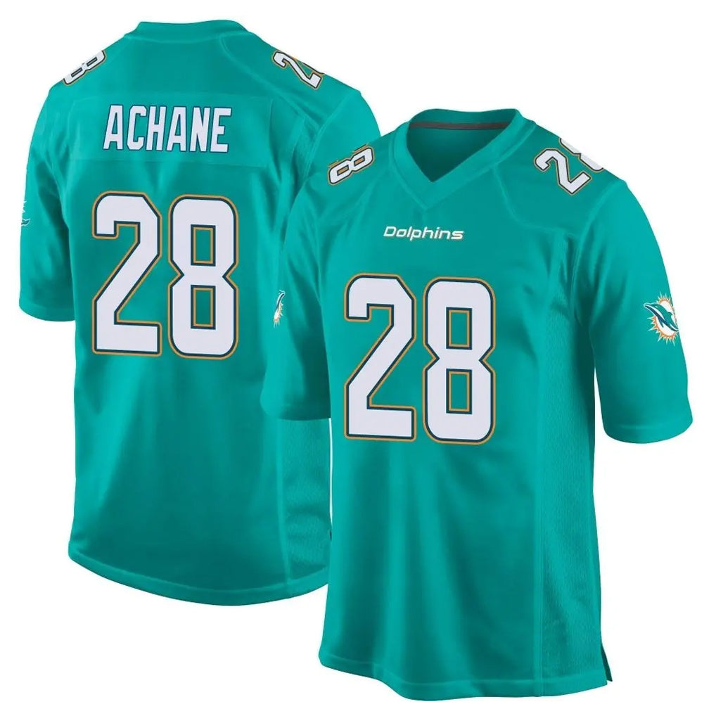 M.Dolphins #28 De'Von Achane Player Aqua Team Color Home Game Edoa Stitched Jerseys