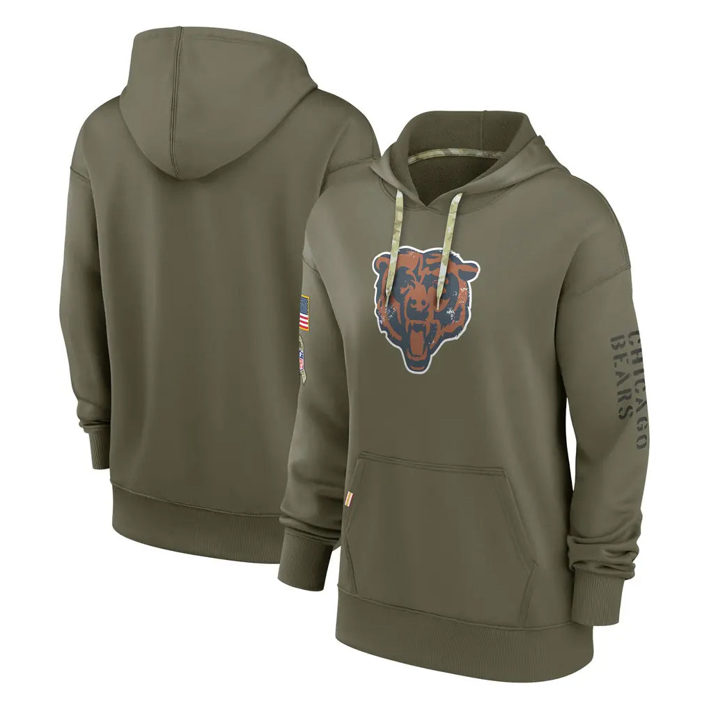 C.Bears ## Bears Blank Player Olive Salute to Service Pullover Hoodies Edoa Stitched Jerseys