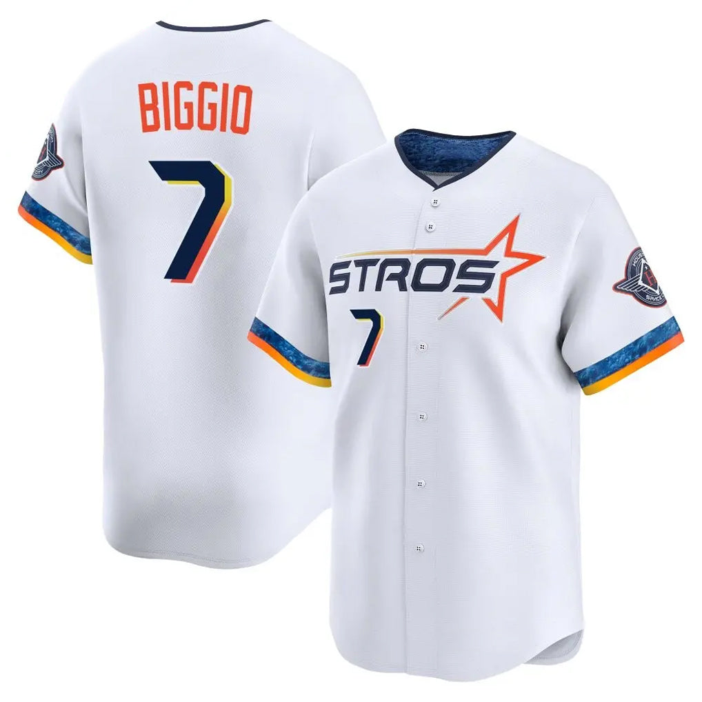 H.Astros #7 Craig Biggio Player White City Connect Limited Home Edoa Stitched Jerseys