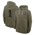 P.Eagles #1 Jalen Hurts Player Olive Salute to Service Pullover Hoodies Limited Edoa Stitched Jerseys
