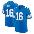 D.Lions #16 Jared Goff Player Blue Alternate Home Game Edoa Stitched Jerseys