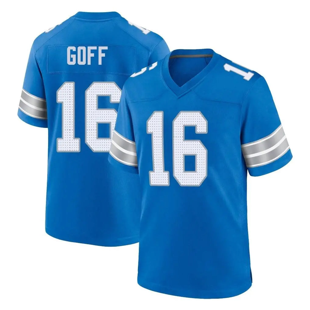 D.Lions #16 Jared Goff Player Blue Alternate Home Game Edoa Stitched Jerseys