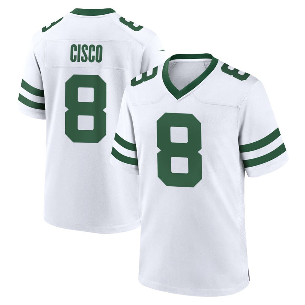 NY.Jets #8 Andre Cisco Player White Legacy Home Game Edoa Stitched Jerseys