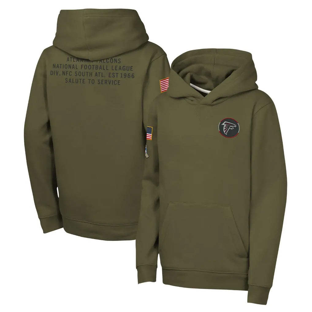 A.Falcons ## Falcons Blank Player Olive 2025 Salute to Service Fleece Hoodie Edoa Stitched Jerseys