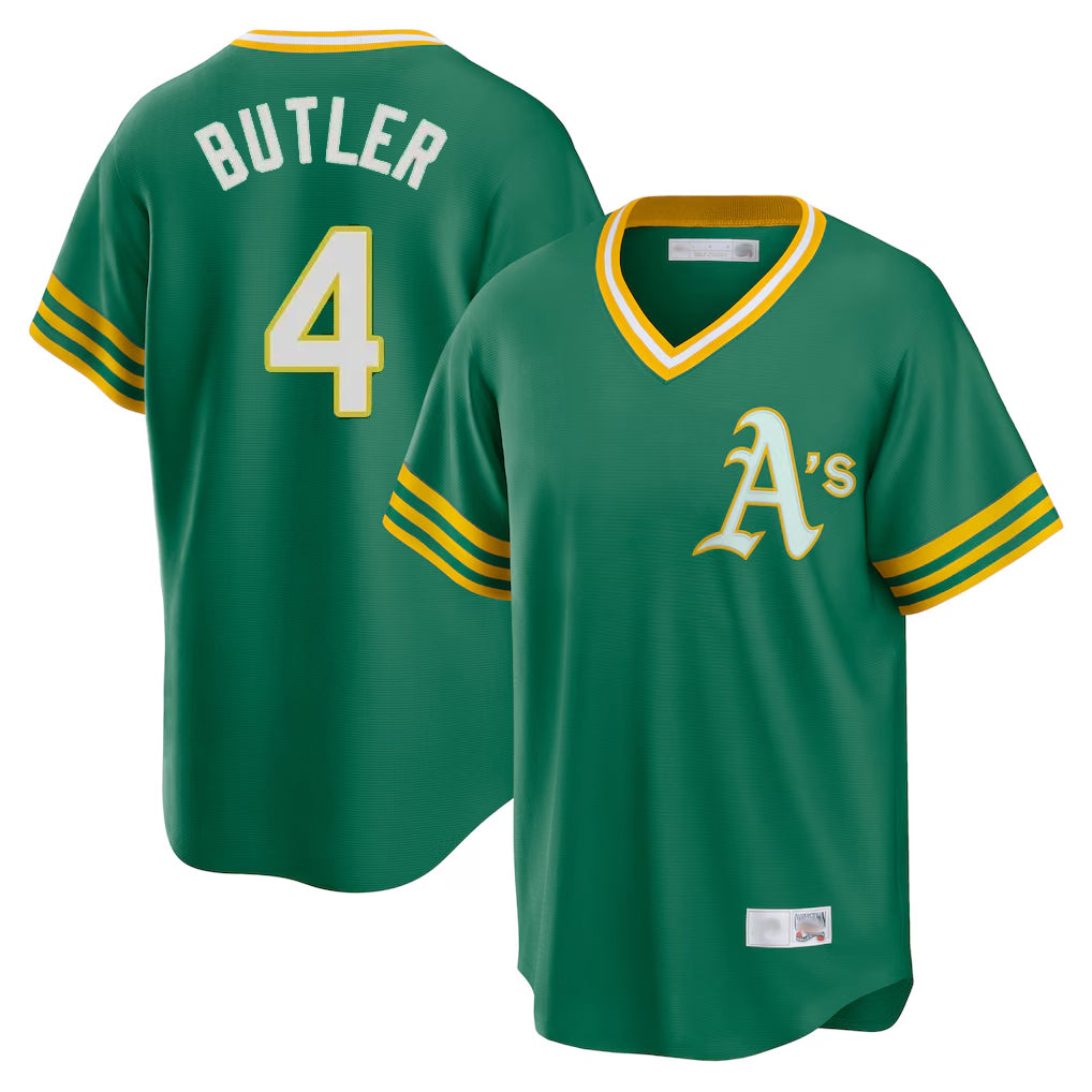 Athletics #4 Lawrence Butler Player Kelly Green Cooperstown Collection T-shirt Game Edoa Stitched Jerseys