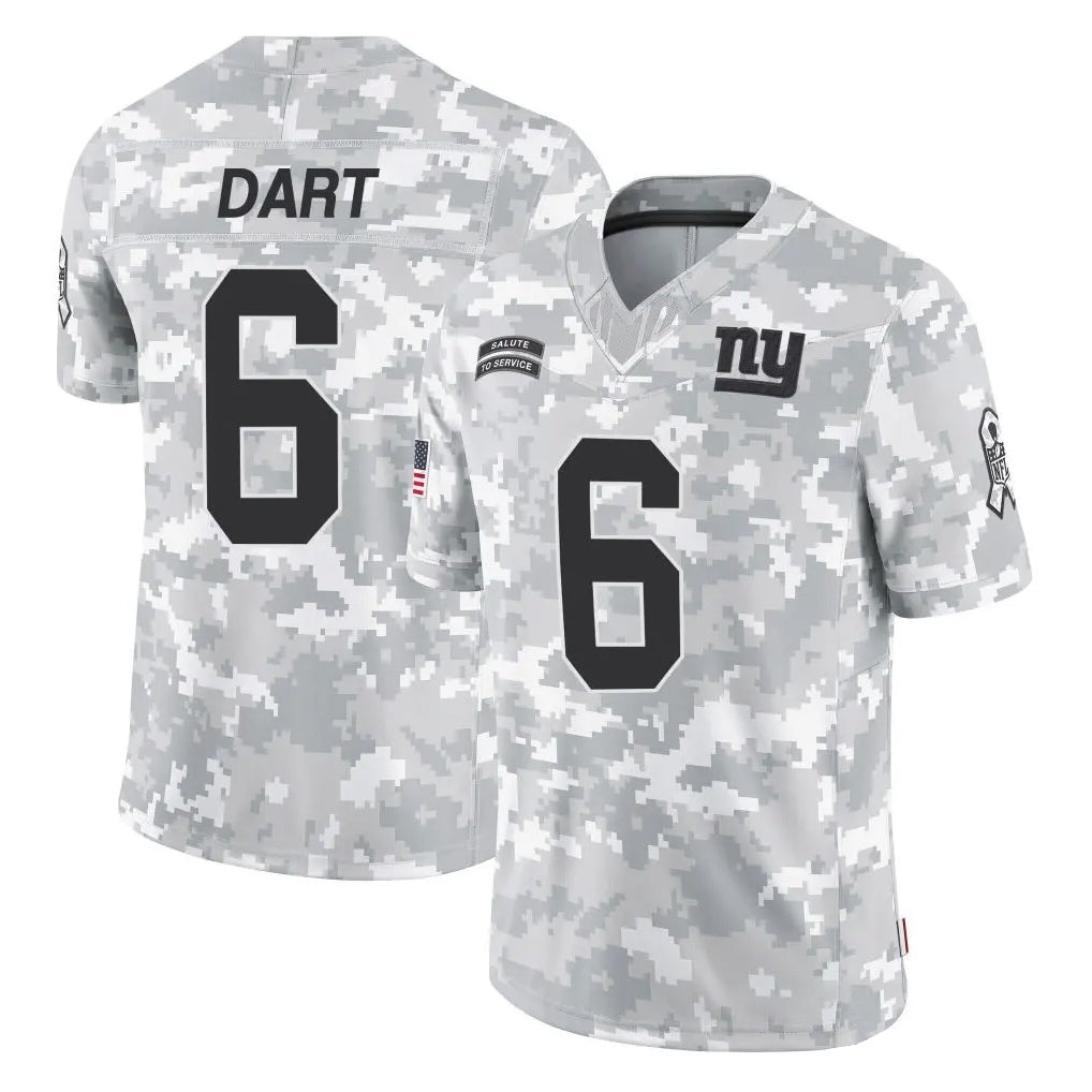 NY.Giants #6 Jaxson Dart Player Arctic Camo Salute To Service Limited Game Edoa Stitched Jerseys