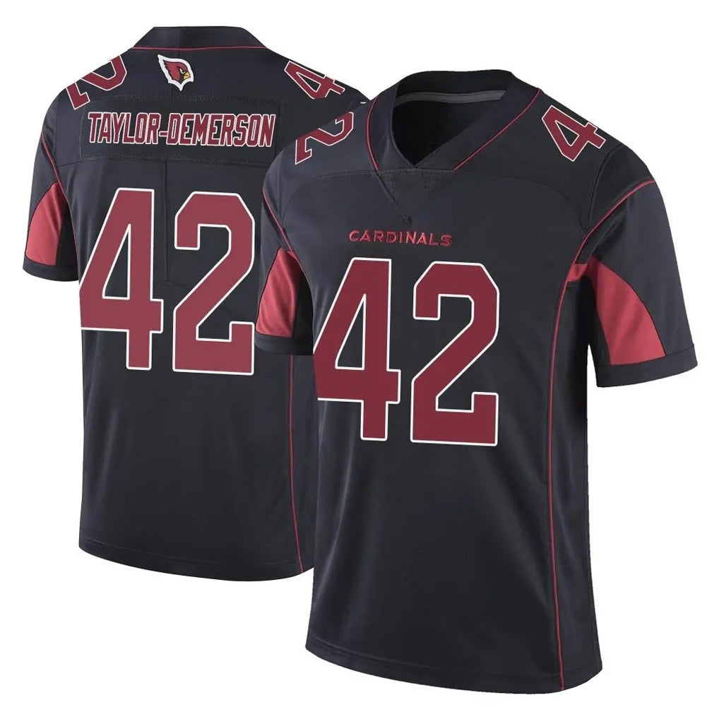 A.Cardinals #42 Dadrion Taylor-Demerson Player Black Limited Color Rush Vapor Untouchable Home Game Edoa Stitched Jerseys