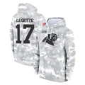 C.Panthers #17 Xavier Legette Player Arctic Camo Salute to Service Pullover Hoodies Limited Game Edoa Stitched Jerseys