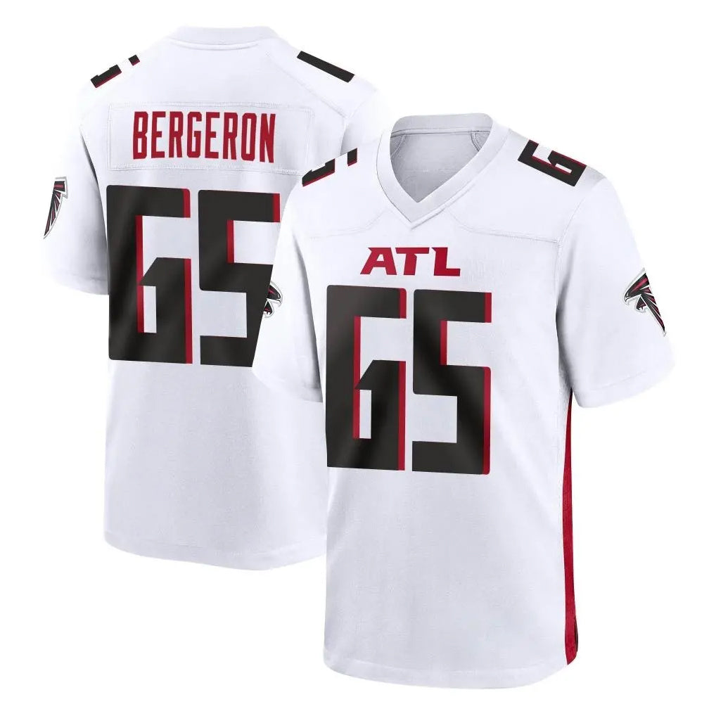 A.Falcons #65 Matthew Bergeron Player White Home Game Edoa Stitched Jerseys