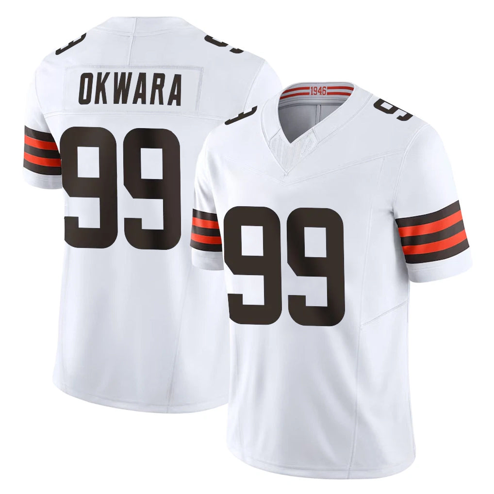 C.Browns #99 Julian Okwara Player White Vapor F.U.S.E. Limited Home Game Edoa Stitched Jerseys