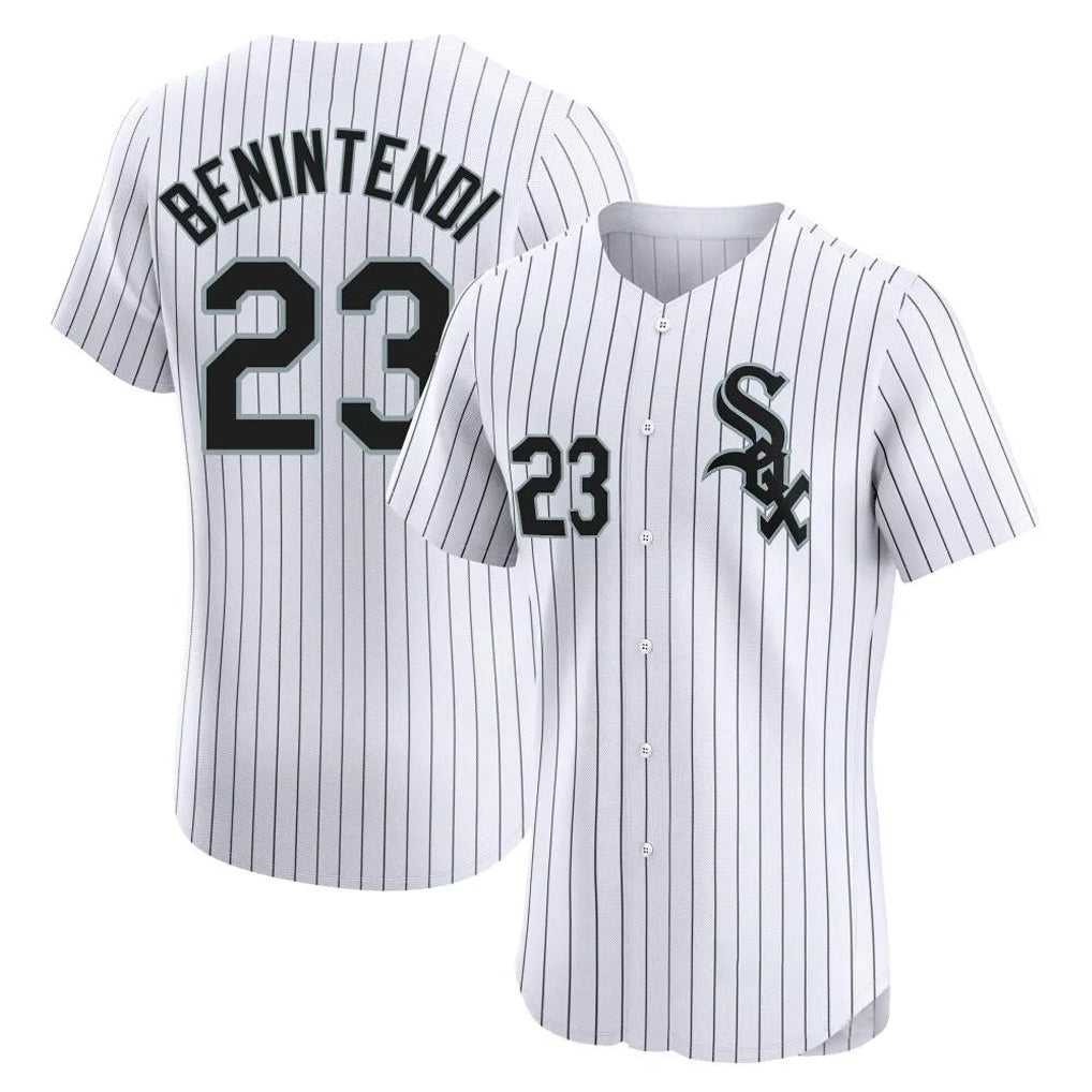 C.White Sox #23 Andrew Benintendi Player White Stripe Limited Elite Home Edoa Stitched Jerseys