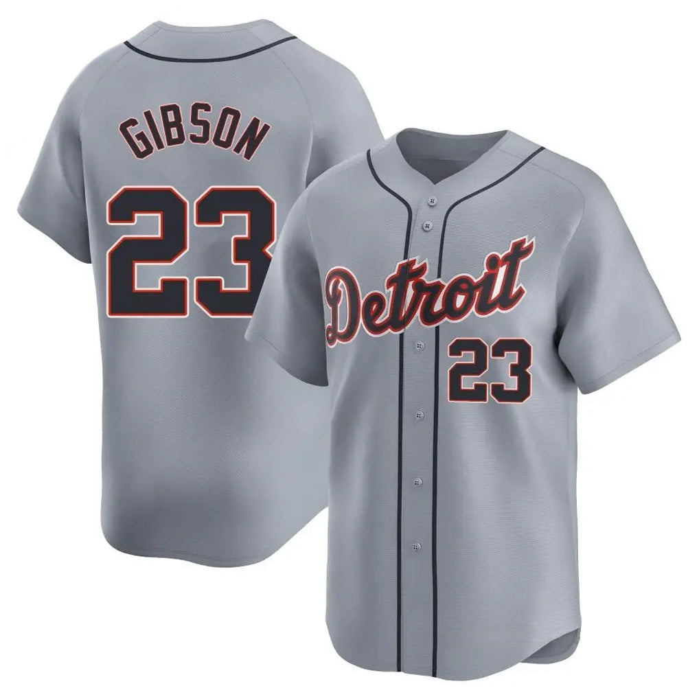 D.Tigers #23 Kirk Gibson Player Gray Home Limited Edoa Stitched Jerseys