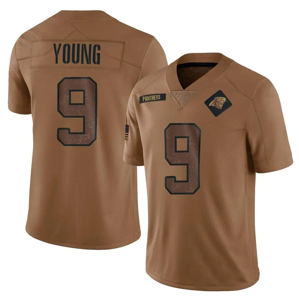 C.Panthers #9 Bryce Young Player Brown Salute To Service Limited Edoa Stitched Jerseys