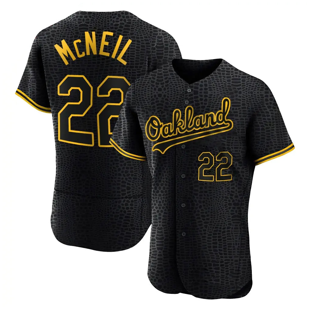 Athletics #22 Jeff McNeil Player Black Snake Skin City Limited Elite Home Game Edoa Stitched Jerseys