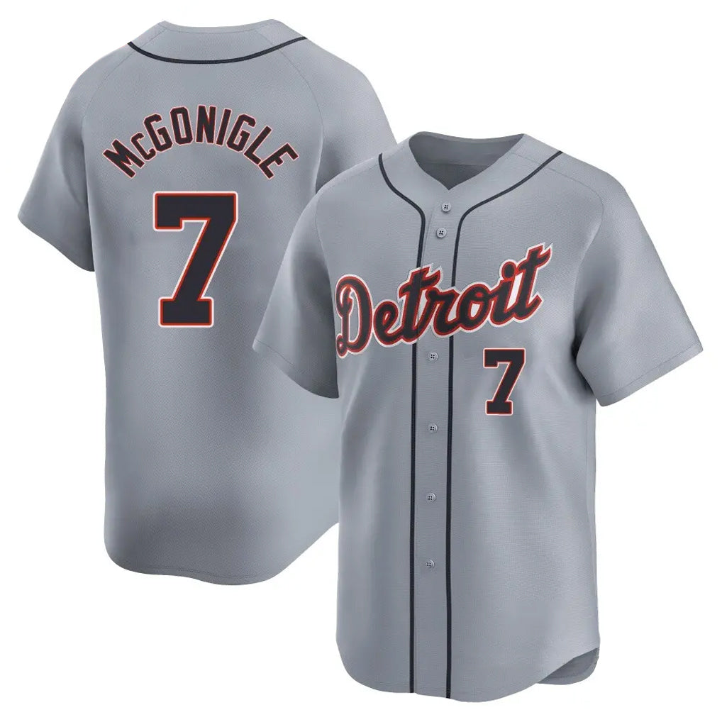 D.Tigers #7 Kevin McGonigle Player Gray Home Limited Edoa Stitched Jerseys