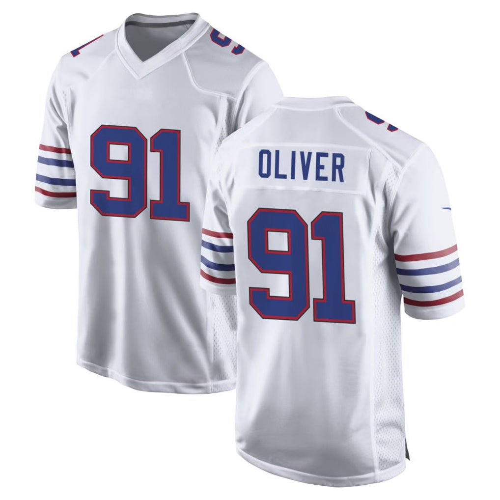 B.Bills #91 Ed Oliver Player White Alternate Game Edoa Stitched Jerseys