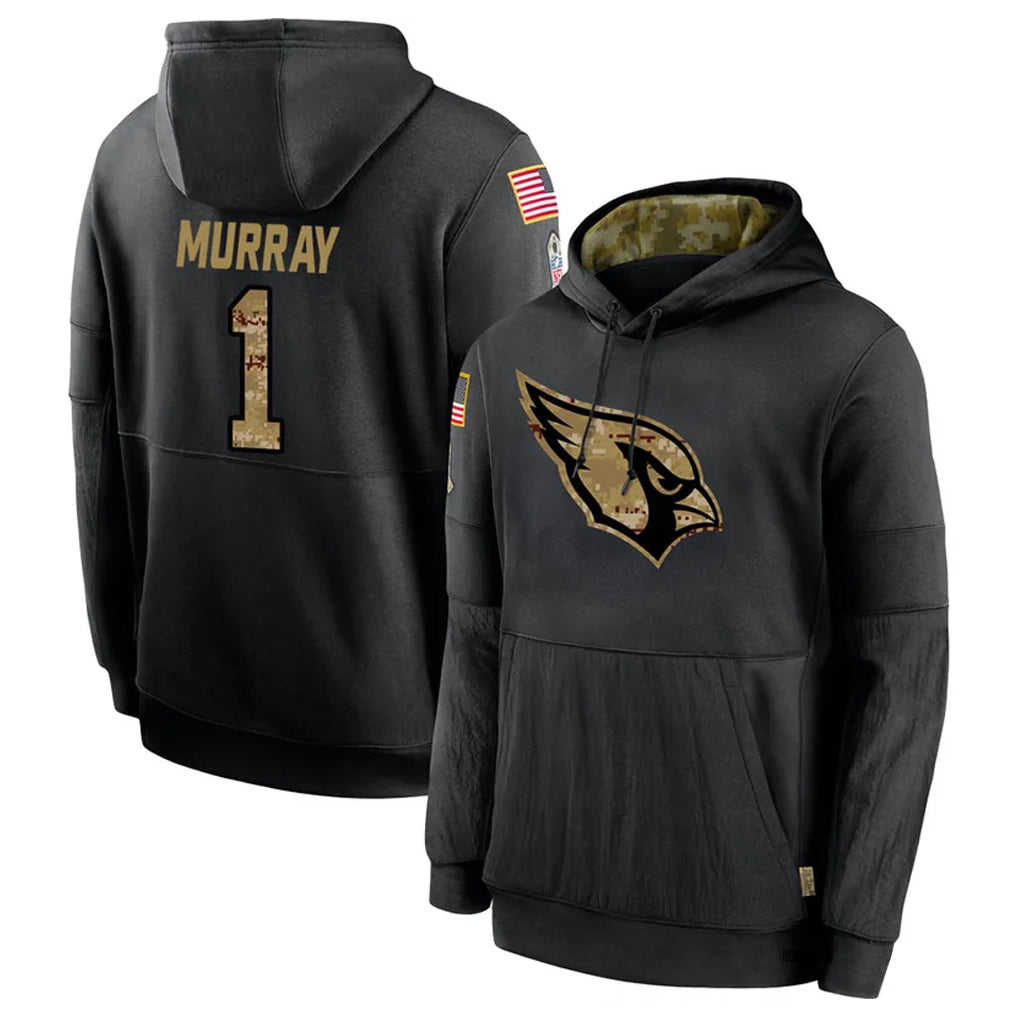 A.Cardinals #1 Kyler Murray Player Black Salute to Service Limited Hoodies Edoa Stitched Jerseys