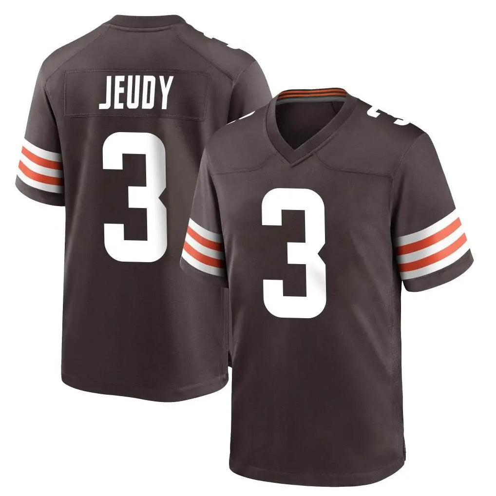 C.Browns #3 Jerry Jeudy Player Brown Home Game Edoa Stitched Jerseys