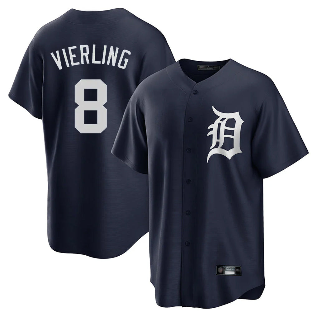 D.Tigers #8 Matt Vierling Player Navy Game Home Edoa Stitched Jerseys
