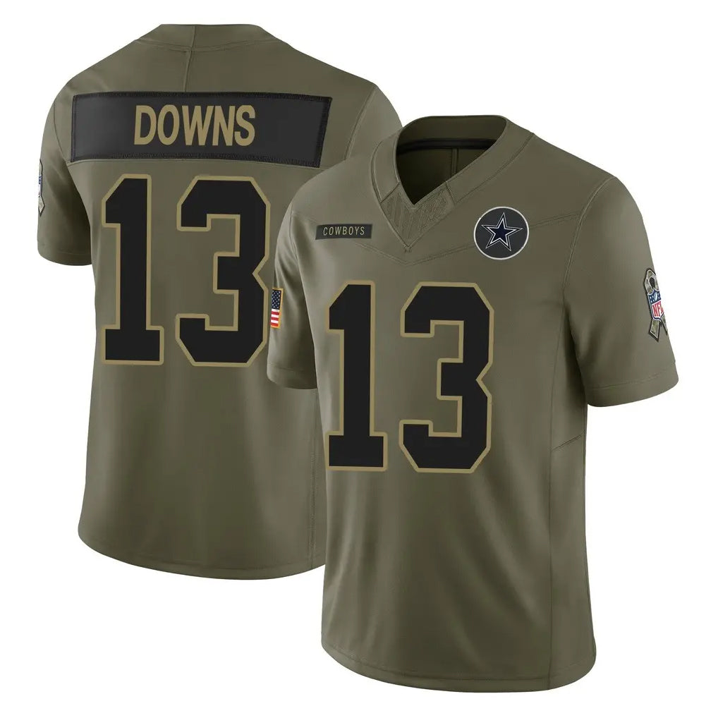 D.Cowboys #13 Caleb Downs Player Olive 2025 Salute to Service Limited Home Game Edoa Stitched Jerseys