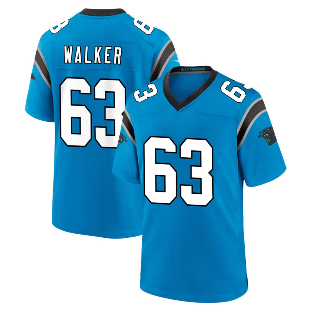 C.Panthers #63 Rasheed Walker Player Blue Home Game Edoa Stitched Jerseys