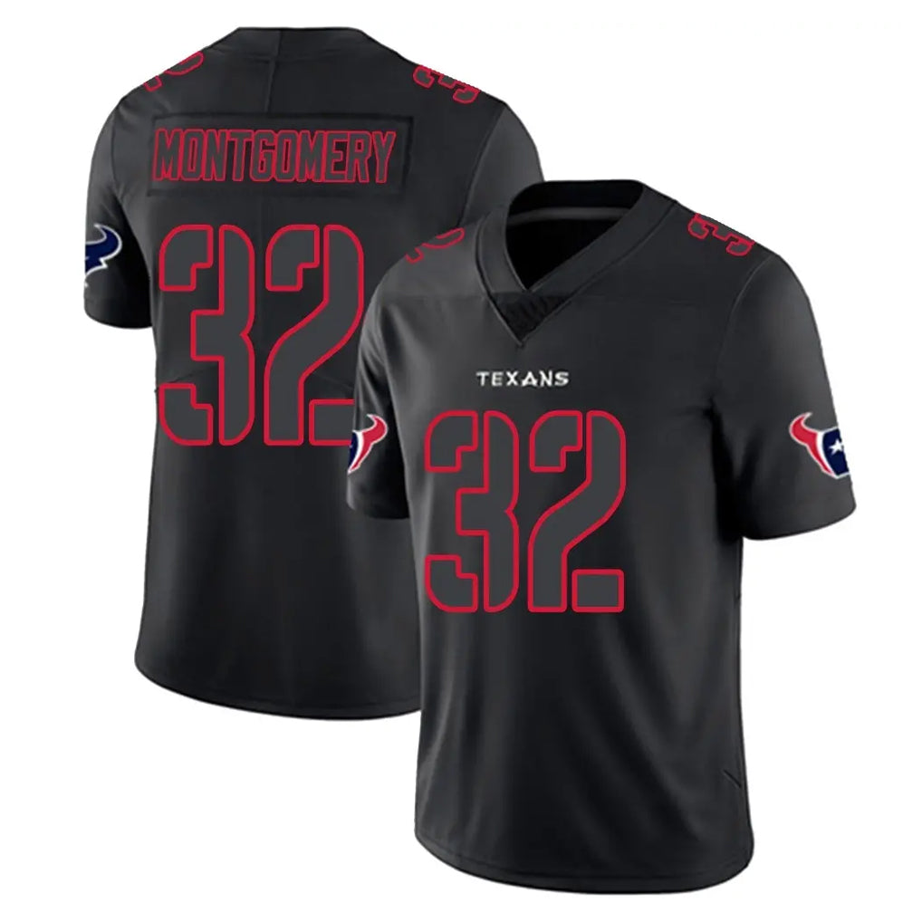 H.Texans #32 David Montgomery Player Black Impact Limited Game Edoa Stitched Jerseys