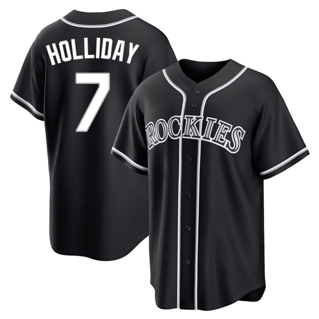 C.Rockies #7 Matt Holliday Player Black Fashion Out Home Game Edoa Stitched Jerseys
