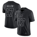 B.Bills #17 Josh Allen Player Black RFLCTV Limited Edoa Stitched Jerseys