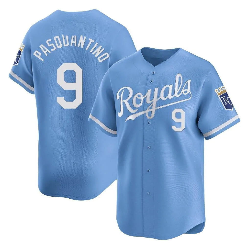 KC.Royals #9 Vinnie Pasquantino Player Light Blue Alt Limited Home Edoa Stitched Jerseys