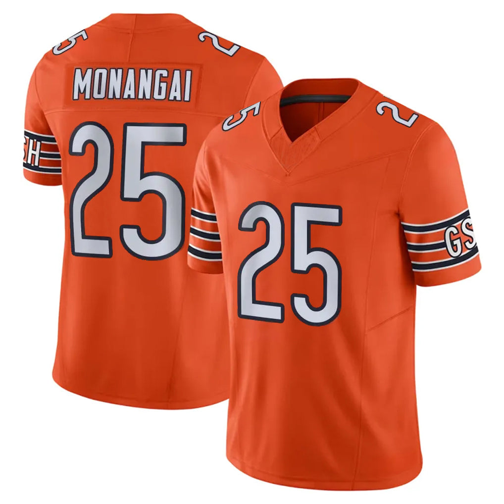 C.Bears #25 Kyle Monangai Player Orange Vapor F.U.S.E. Limited Home Game Edoa Stitched Jerseys