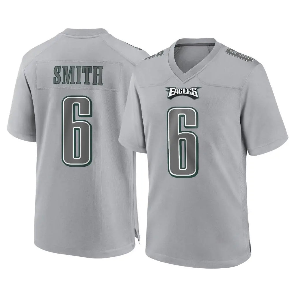 P.Eagles #6 DeVonta Smith Player Gray Atmosphere Fashion Home Game Edoa Stitched Jerseys
