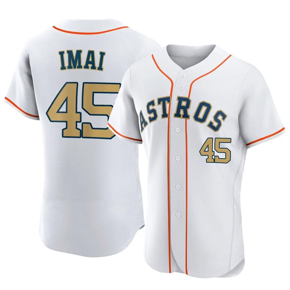 H.Astros #45 Tatsuya Imai Player Gold Collection Limited Elite Home Edoa Stitched Jerseys