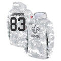 NO.Saints #83 Juwan Johnson Player Arctic Camo Salute to Service Pullover Hoodies Limited Game Edoa Stitched Jerseys