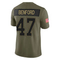 B.Bills #47 Christian Benford Player Olive Salute to Service Vapor F.U.S.E. Limited Edoa Stitched Jerseys