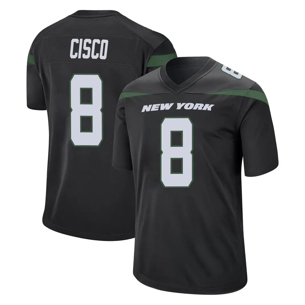 NY.Jets #8 Andre Cisco Player Stealth Black Home Game Edoa Stitched Jerseys