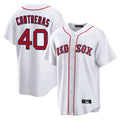 B.Red Sox #40 Willson Contreras Player White Home Game Edoa Stitched Jerseys