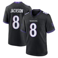 B.Ravens #8 Lamar Jackson Player Black Home Game Edoa Stitched Jerseys