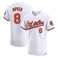 B.Orioles #8 Cal Ripken Player White Limited Elite Home Game Edoa Stitched Jerseys