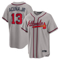 A.Braves #13 Ronald Acuna Jr Player Gray Home Game Edoa Stitched Jerseys