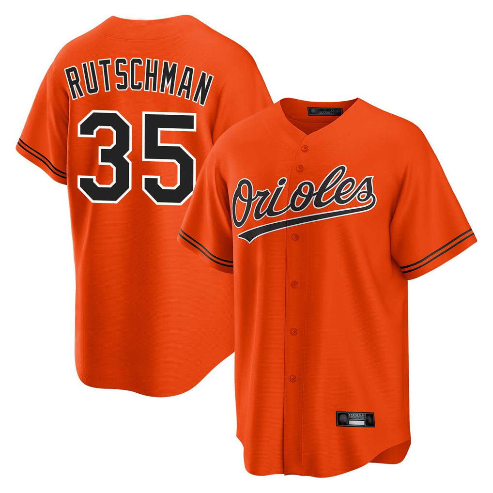 B.Orioles #35 Adley Rutschman Player Orange Home Game Edoa Stitched Jerseys
