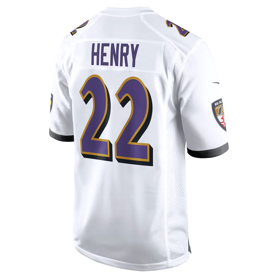 B.Ravens #22 Derrick Henry Player White Alternate Home Game Edoa Stitched Jerseys