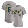 Athletics #16 Nick Kurtz Player Gray Road Limited Elite Home Game Edoa Stitched Jerseys