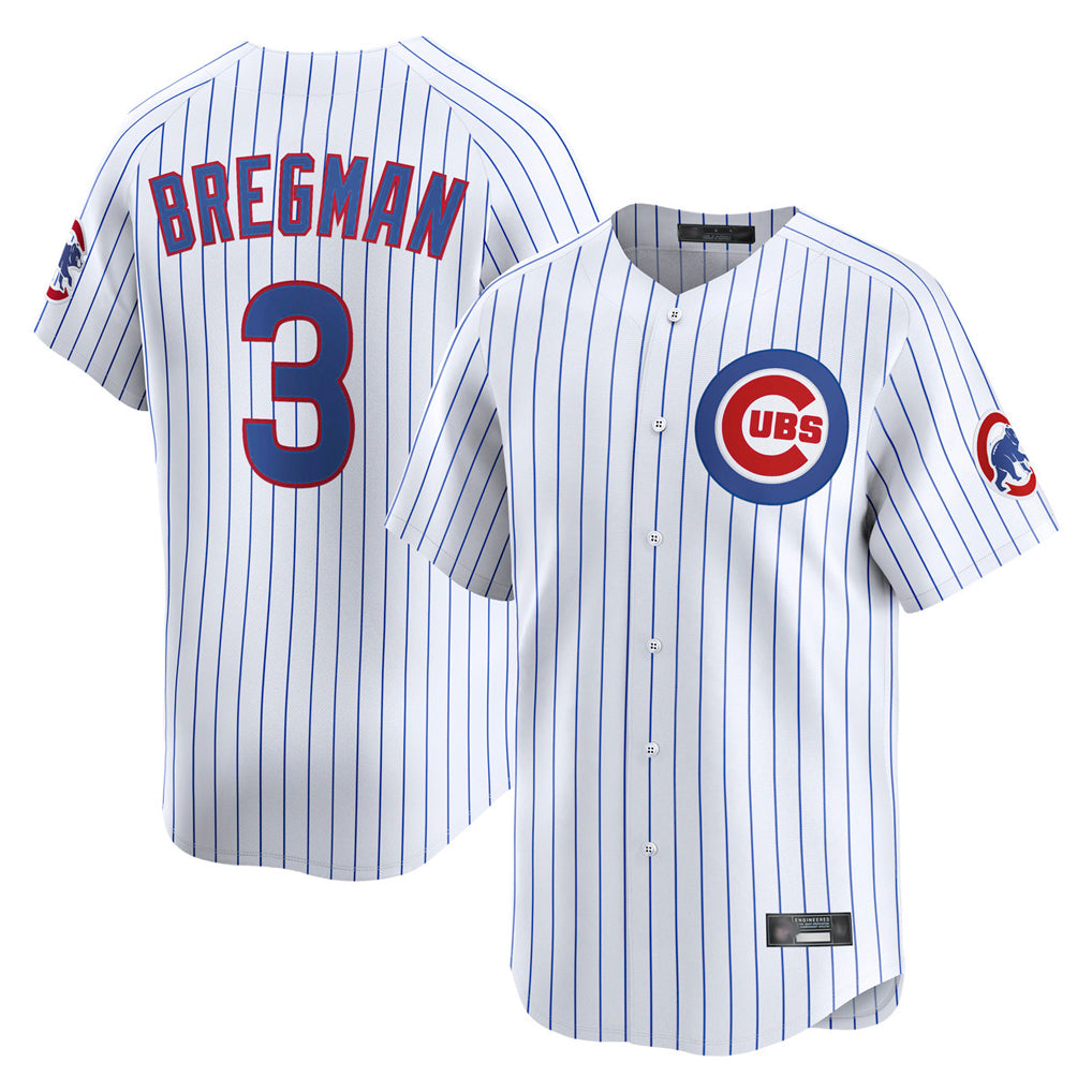 C.Cubs #3 Alex Bregman Player White Limited Home Game Edoa Stitched Jerseys