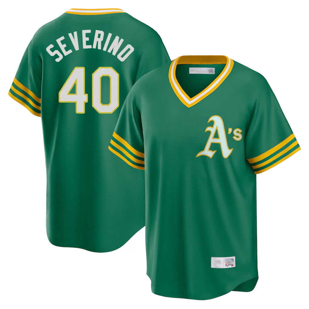 Athletics #40 Luis Severino Player Kelly Green Cooperstown Collection T-shirt Game Edoa Stitched Jerseys