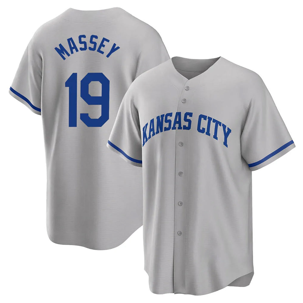 KC.Royals #19 Michael Massey Player Gray Game Home Edoa Stitched Jerseys