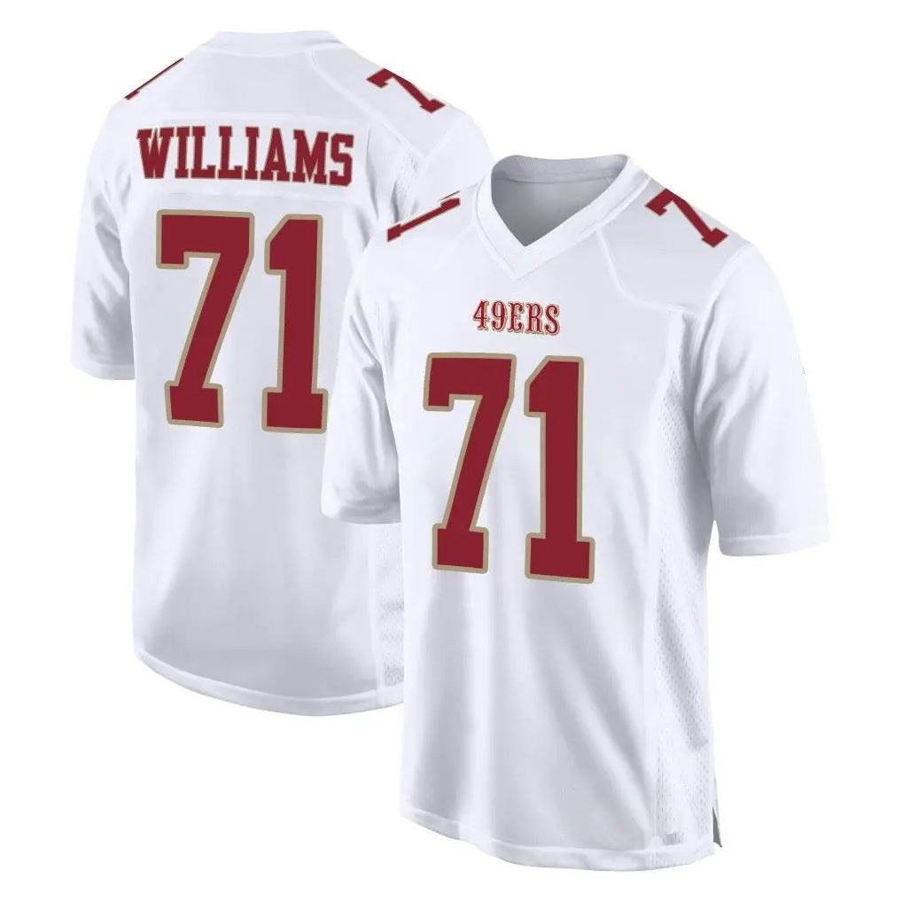 SF.49ers #71 Trent Williams Player White Fashion Home Game Edoa Stitched Jerseys