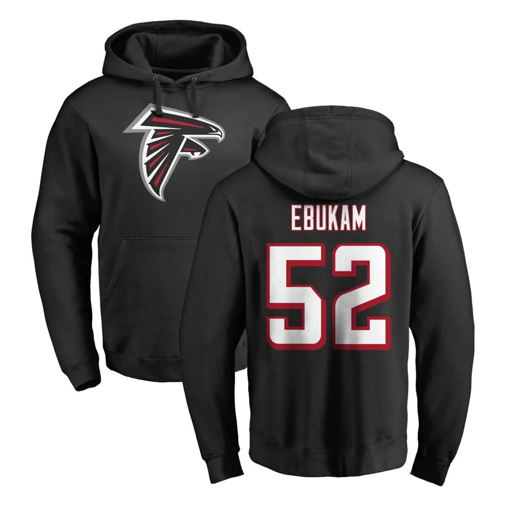 A.Falcons #52 Samson Ebukam Player Black LOGO Pullover Hoodies Home Game Edoa Stitched Jerseys